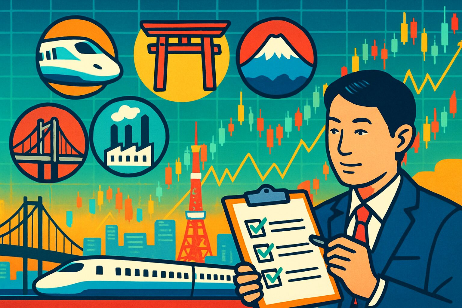 日本株インフラ関連株5社とインフラ株見抜き方と出口ルールチェックリスト
