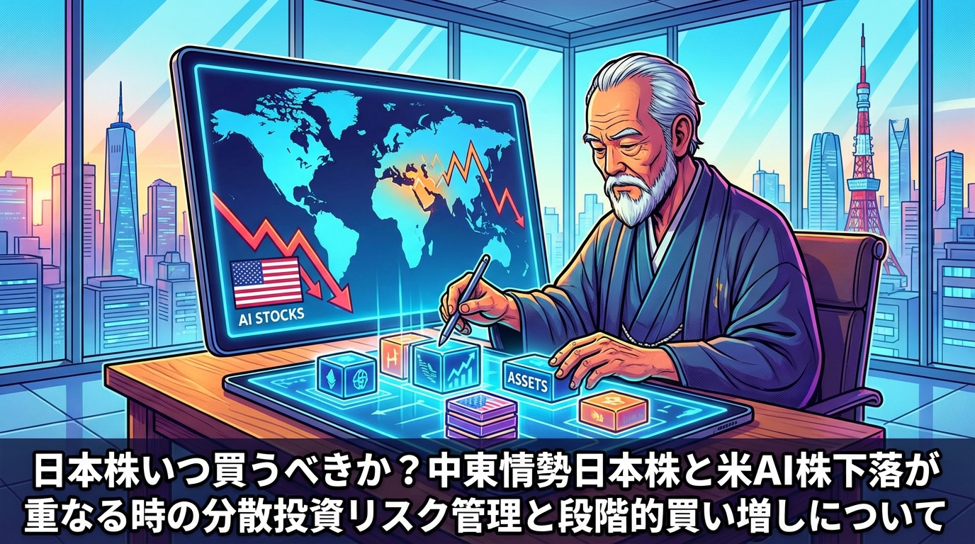 日本株いつ買うべきか？中東情勢日本株と米AI株下落が重なる時の分散投資リスク管理と段階的買い増しについて