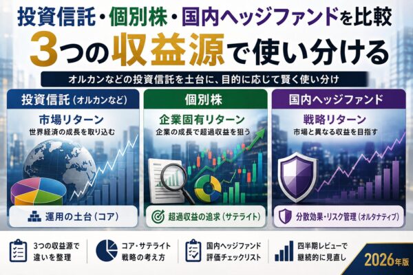 投資信託か個別株か?国内ヘッジファンドまで含めて収益源を比較
