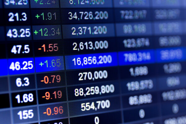 毎日の株価変動を表す電光掲示板